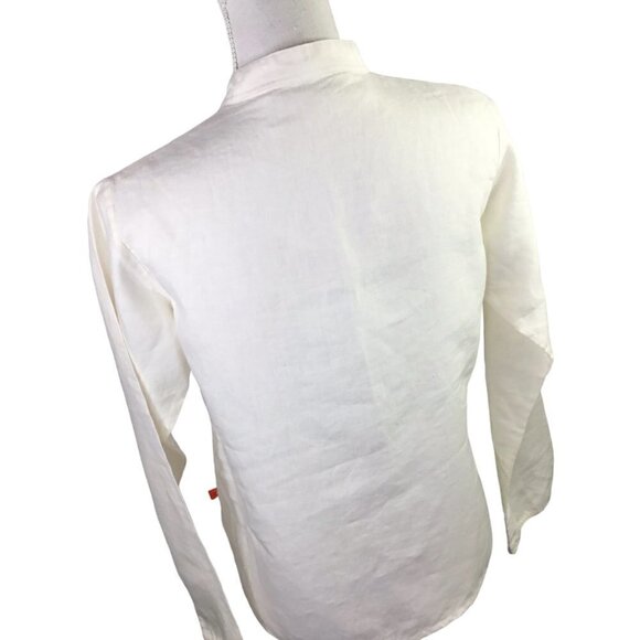 Maya Organic Linen Top Blouse Shirt Long Sleeve Quality Natural Ivory Size Large - Picture 6 of 11